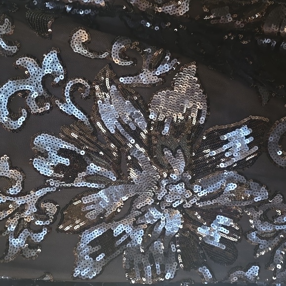 Elegant Black Sequin Plus Size Evening Gown - Picture 5 of 7